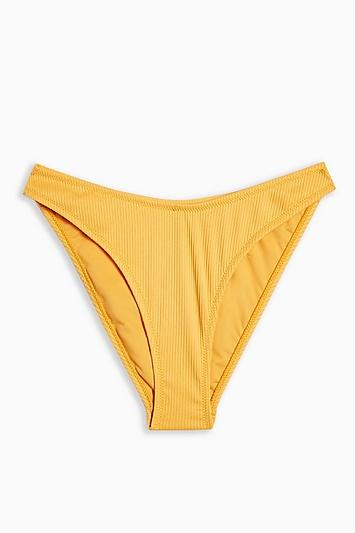 Topshop Orange Ribbed High Leg Bikini Bottoms