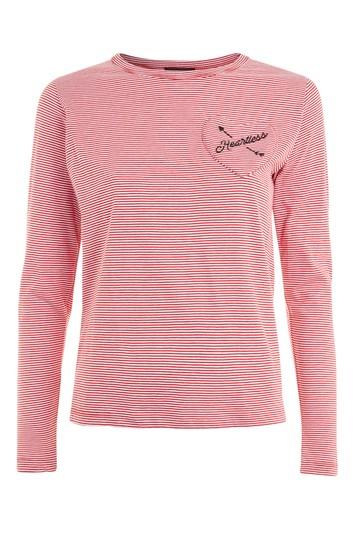 Topshop Heartless Long Sleeve Striped Top