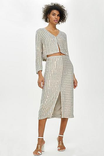 Topshop Iridescent Sequin Skirt