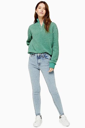 Topshop Bleach Abraided Hem Jamie Jeans