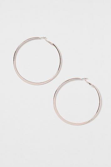 Topshop *rose Gold Flat Hoop Earrings