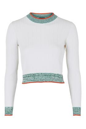 Topshop Marl Rib Trim Crop Jumper