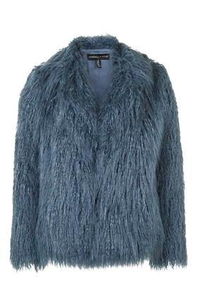 Topshop *mongolian Faux Fur Coat By Kendall + Kylie At Topshop
