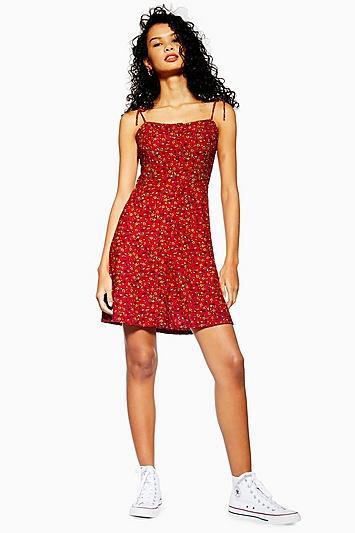 Topshop Tall Print Button Through Mini Dress