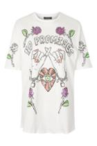 Topshop Petite 'no Promises' Slogan Sequin T-shirt