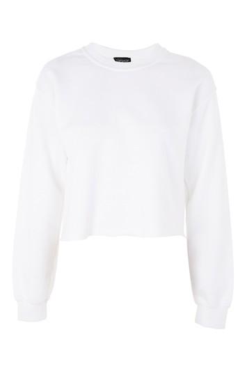 Topshop Crop Overdyed Raw Edge Sweatshirt