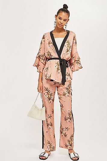 Topshop Printed Wide Leg Trousers