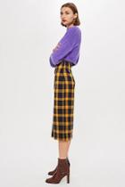 Topshop Check Pencil Midi Skirt