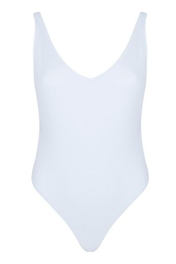 Topshop Ribbed Plunge Swimsuit