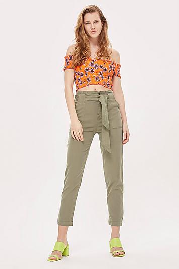 Topshop Petite Popper Utility Trousers
