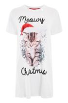 Topshop Meowy Christmas Sleep T-shirt