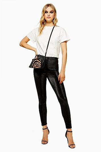 Topshop Black Lurex Joni Jeans