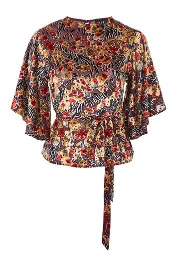 Topshop Angel Sleeve Printed Blouse