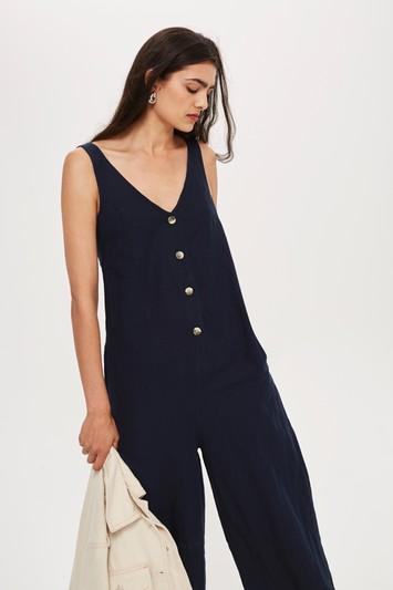 Topshop Tall Button Through Jumpsuit