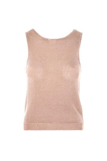 Topshop Petite Metal Yarn V-back Crop Top