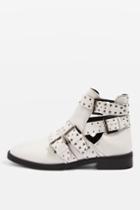 Topshop Ark Leather Studded Buckle Boots