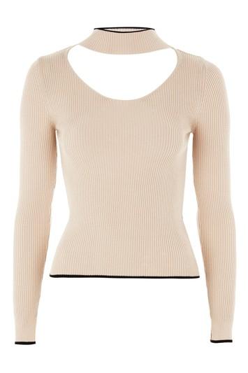 Topshop Fine Gauge Choker Knitted Top
