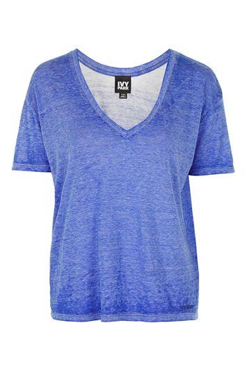 Topshop Oversized V Neck Tee By Ivy Park