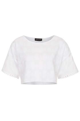 Topshop White Pineapple Crop Tee