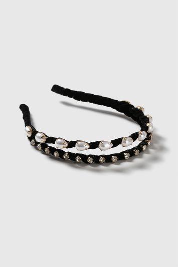Topshop Pearl Stone Two Row Headband