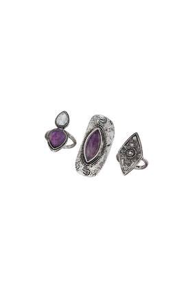 Topshop Semi Precious Engraved Ring Pack
