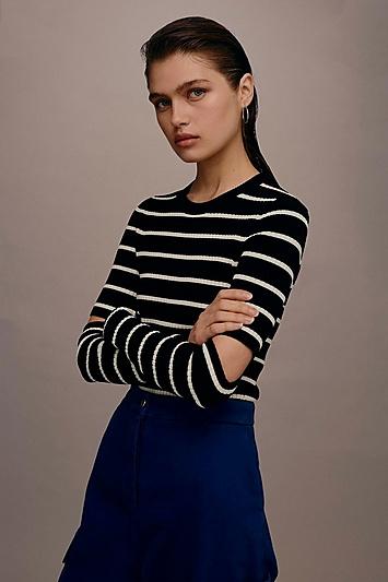 Topshop *stripe Cut-out Jumper By Boutique
