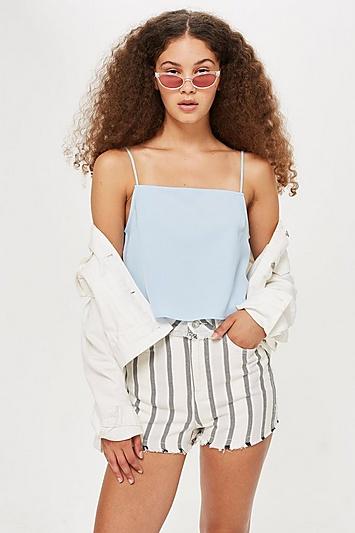 Topshop Cropped Square Neck Camisole Top