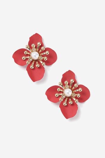 Topshop Red Matte Flower Stud Earrings