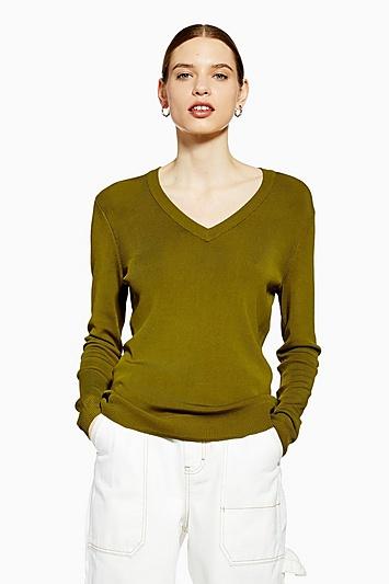 Topshop *slinky V-neck Knitted Jumper By Boutique