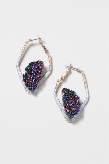 Topshop Multi-coloured Stone Hoop Earrings