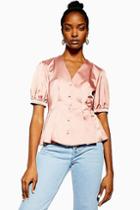 Topshop Pleat Detail Button Down Top