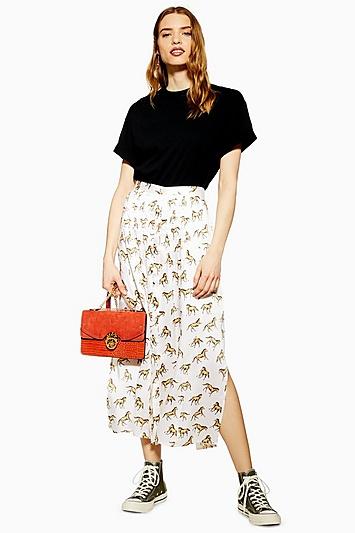 Topshop Western Horse Wrap Midi Skirt
