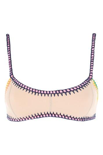 Topshop Ribbon Crochet Crop Bikini Top