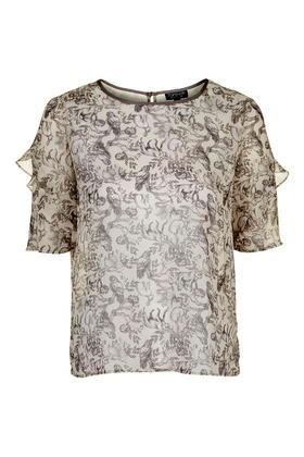 Topshop Woodland Ruffle Back Tee