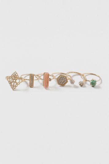 Topshop Pretty Semi-precious Ring Pack