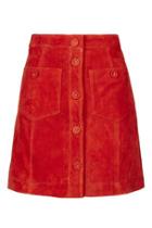 Topshop Suede Button Skirt