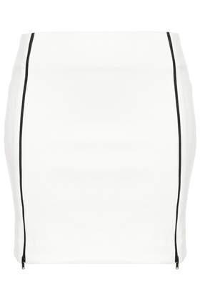 Topshop White Double Zip Mini Skirt