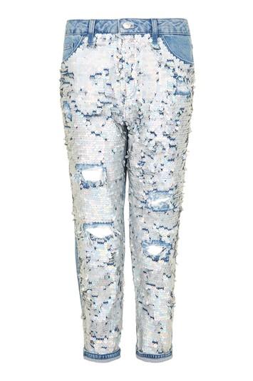 Topshop Petite Shimmer Sequin Hayden Jeans