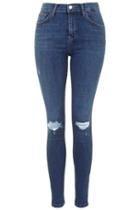 Topshop Moto Mid Blue Ripped Jamie Jeans
