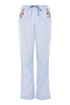 Topshop Striped Floral Embroidered Night Trousers
