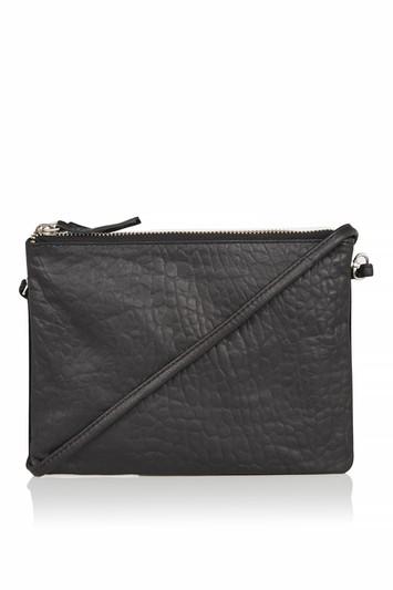Topshop Bubble Leather Double Gusset Cross Body Bag