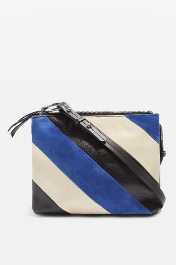 Topshop Premium Leather Striped Cross Body Bag