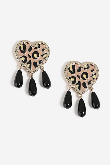 Topshop Animal Enamel Heart Drop Earrings