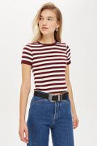 Topshop Short Sleeve Stripe Scallop T-shirt