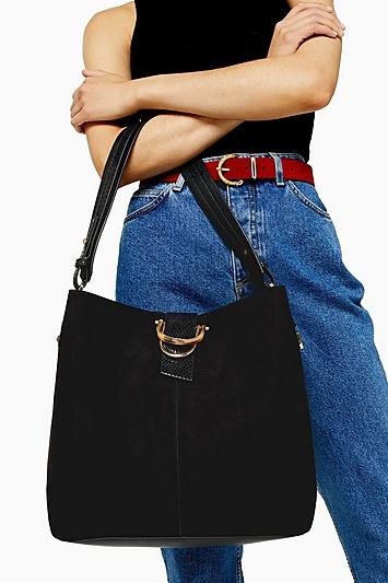 Topshop Hush Black Hobo Bag