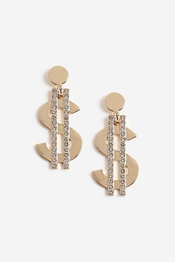 Topshop Crystal Dollar Bill Earrings