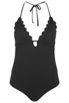 Topshop Plunge Front Scallop Swimsuit