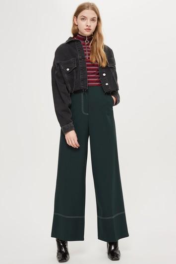 Topshop Stitch Wide Leg Pants