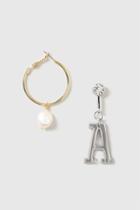 Topshop Mismatched A Initial Earring And Hoop By Unique