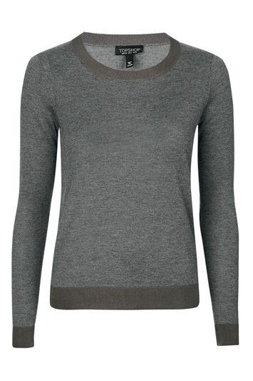 Topshop Fine Knit Trim Detailed Top